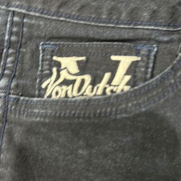 VON DUTCH Vintage SUPER RARE Reversible Denim Patchwork Skinny Jeans Size 27 (US - Picture 13 of 14